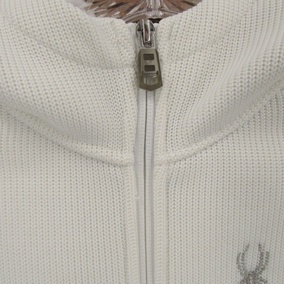SPYDER White Zipper Front Sweater Hoodie Jacket L - Picture 5 of 16